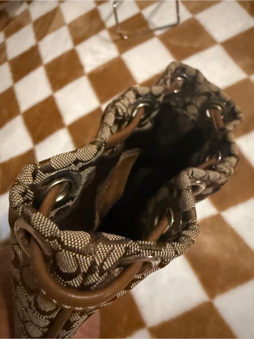 Coach Soho Signature Mini Drawstring Bucket Bag Wristlet Pouch RARE Vintage Y2K - Picture 15 of 16